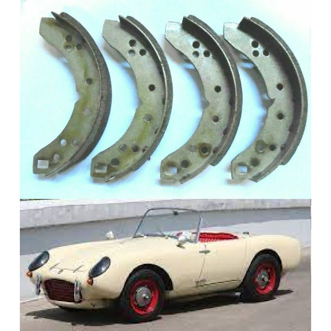 REAR BRAKE SHOES SET (Berkeley Cars) (** 4 Wheel Models **) (1956- 61) 